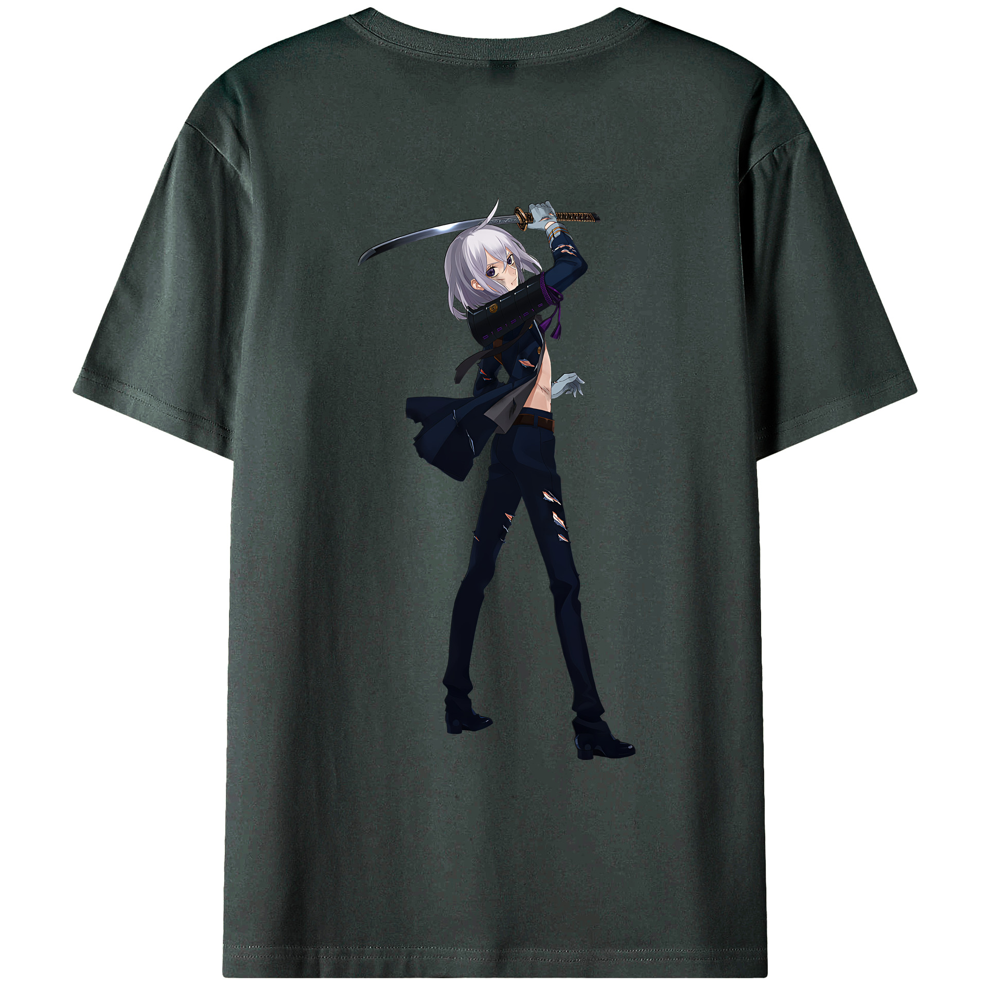 （画像用） 刀剣乱舞 Touken Ranbu 綿100％ メンズ半袖Tシャツ（バックプリント） 通気性